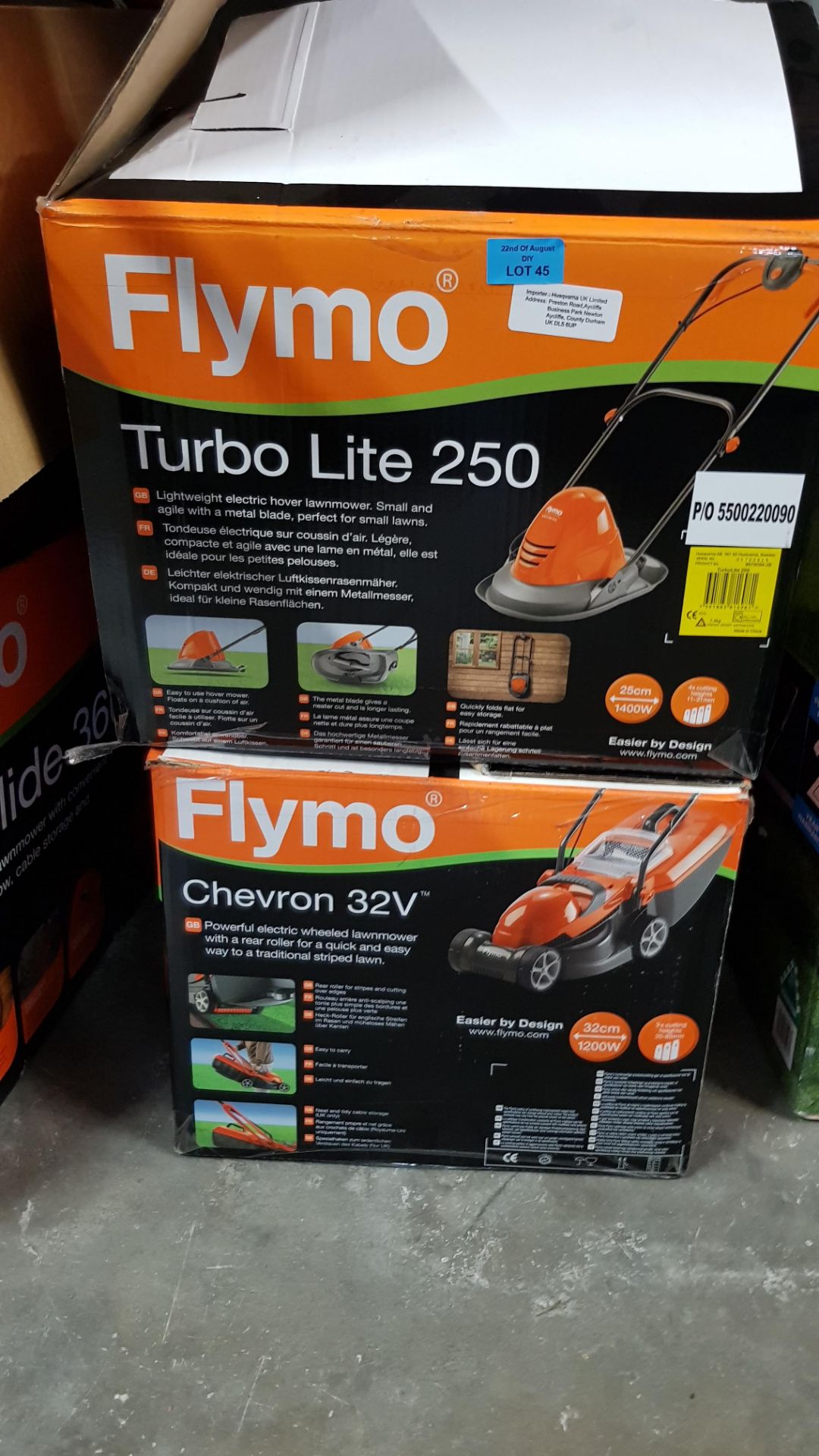 (R13C) 2x Flymo Items. 1x Turbo Lite 250 RRP £69 & 1x Chevron 32V Electric Lawnmower RRP £79. - Image 4 of 4