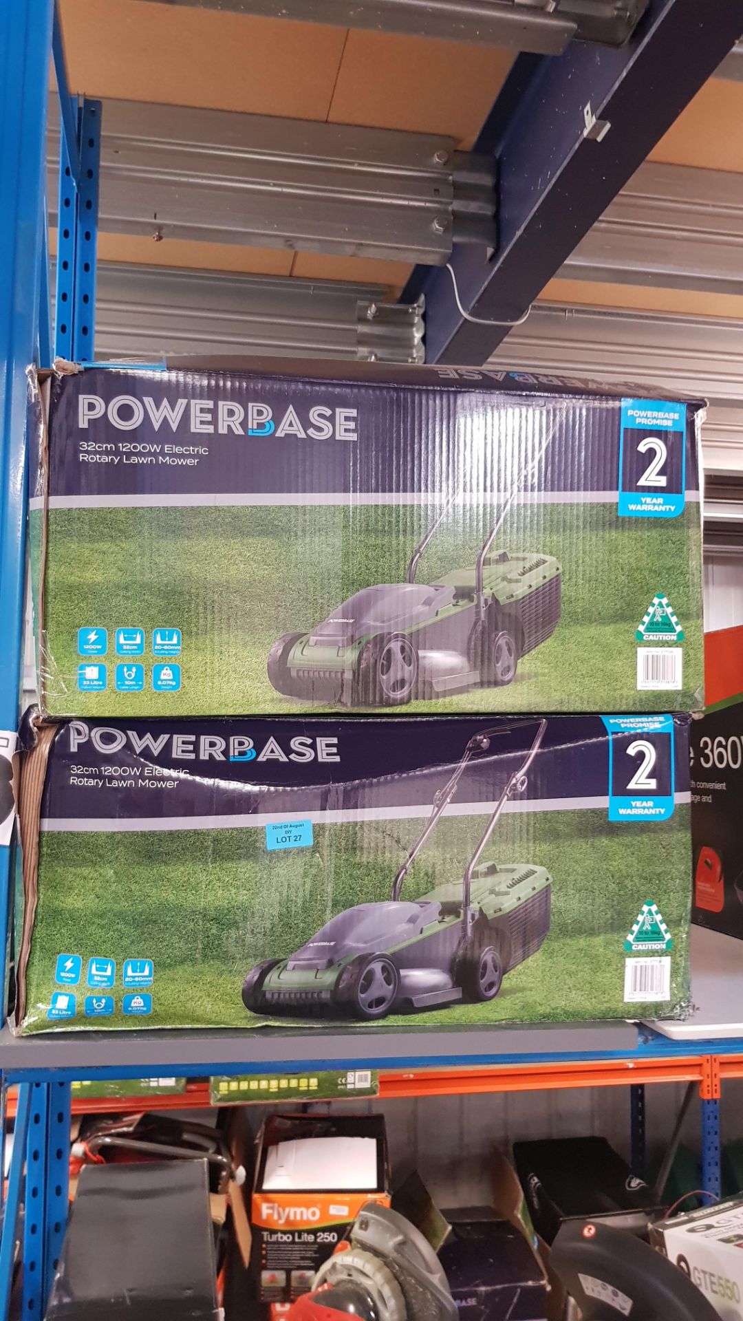 (R11C) 2x Powerbase 32cm 1200W Electric Rotary Lawn Mower. RRP £59 Each. - Image 3 of 3