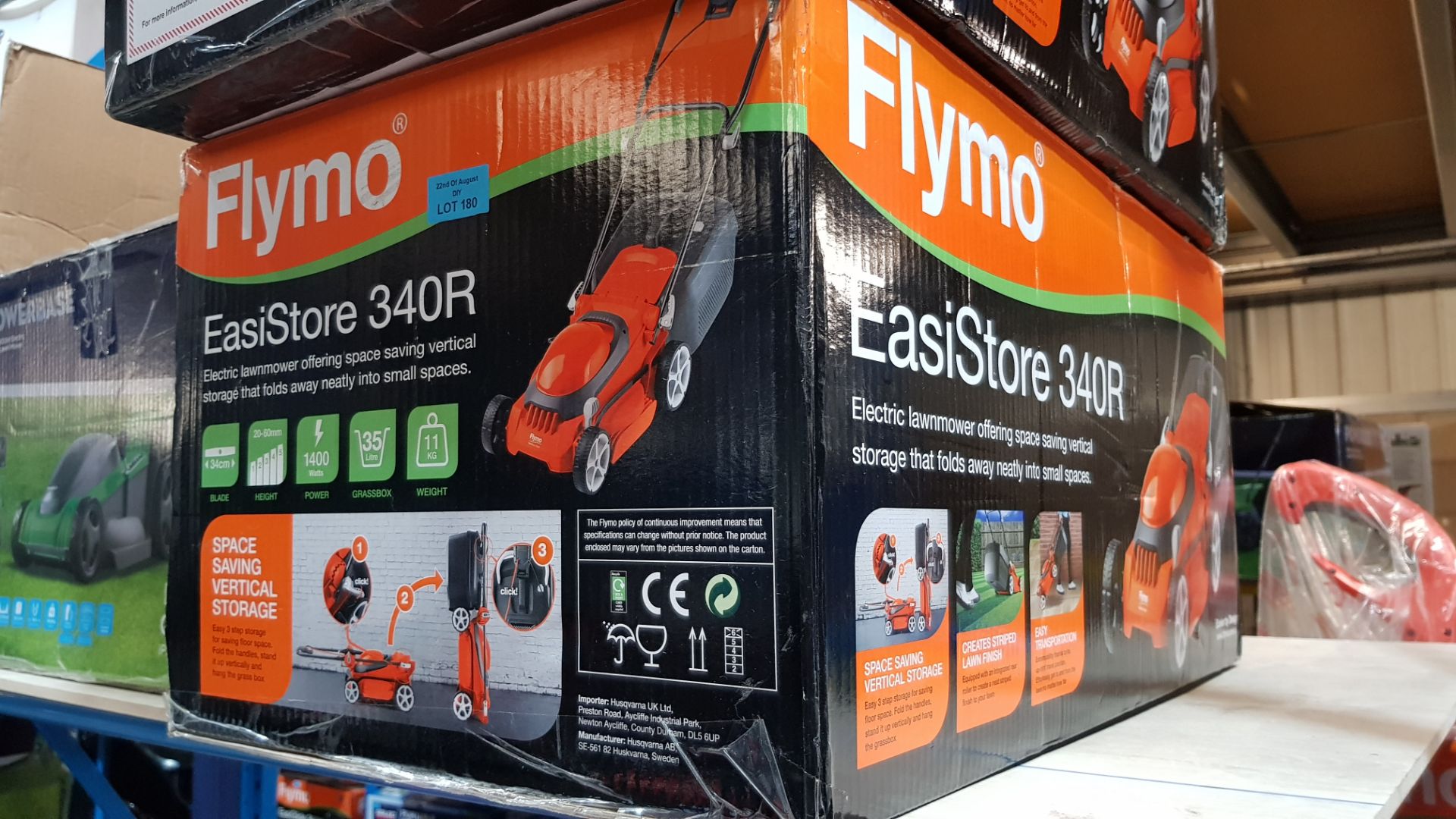 (R1H) 1x Flymo EasiStore 340R 34cm Corded Lawn Mower. RRP £99. - Image 3 of 3