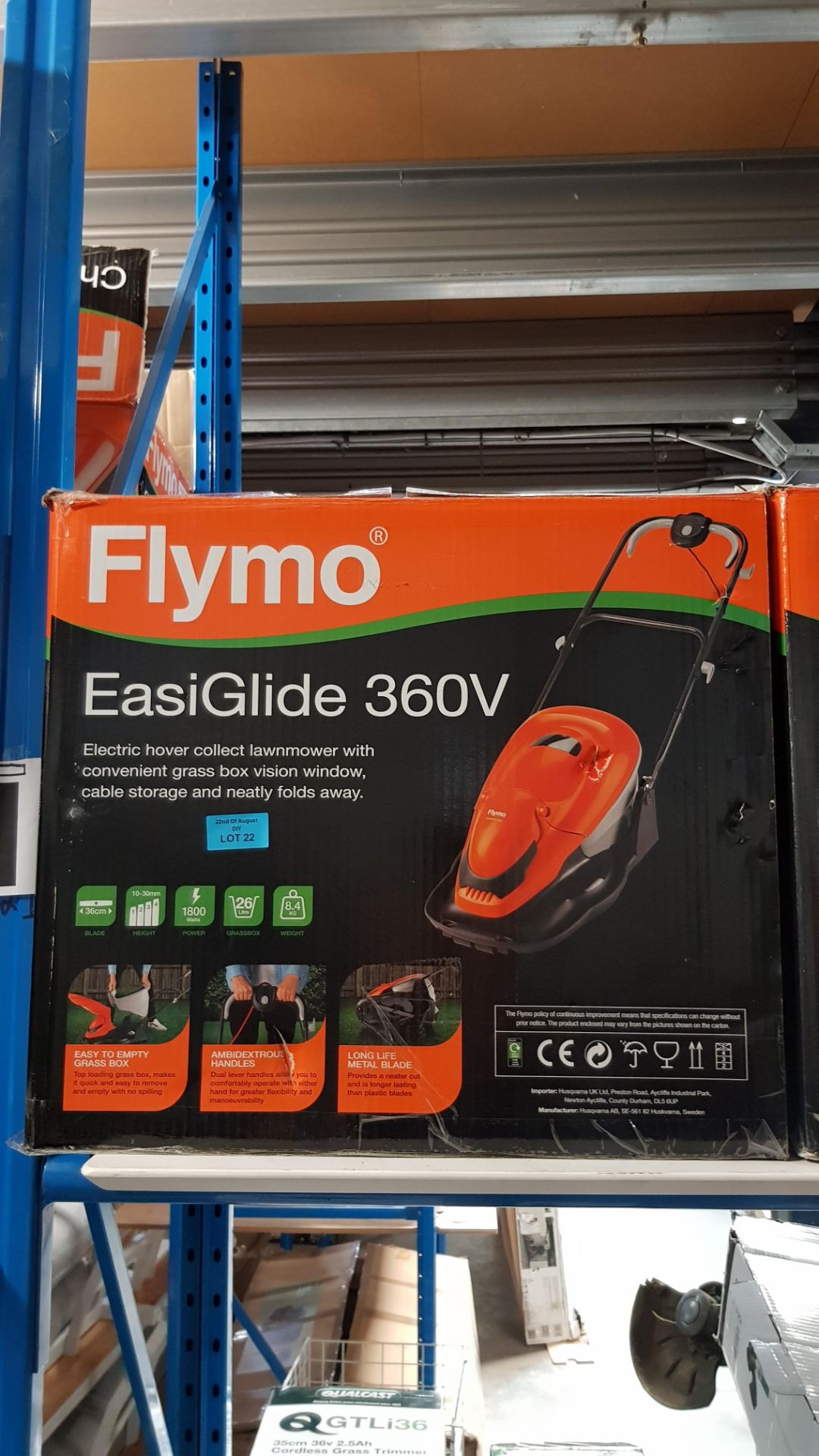 (R11H) 1x Flymo EasiGlide 360V RRP £139. Electric Hover Collect Lawnmower. - Image 3 of 3