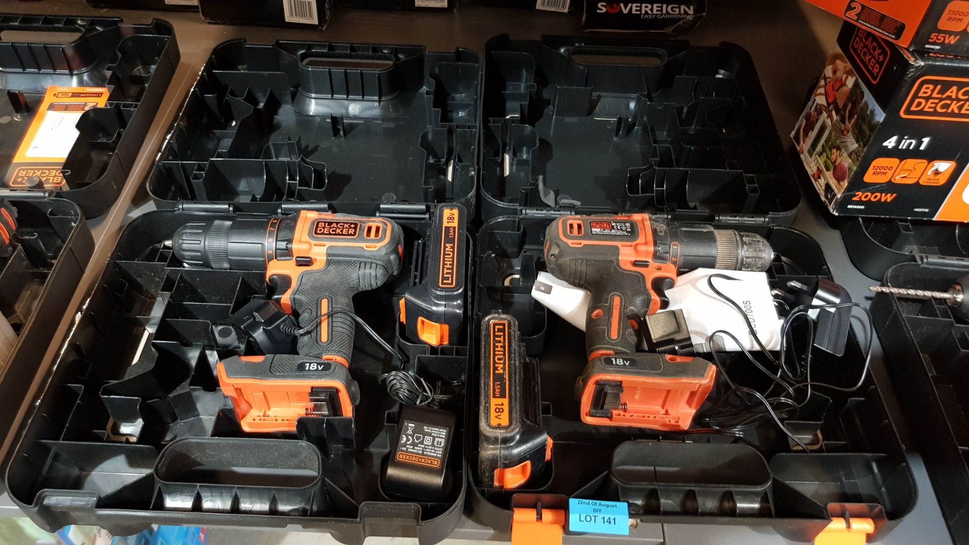 (R15B) 2x Black & Decker 18V 2 Gear Hammer Drill With Carry Case. Both Units Have Battery & Charger - Image 3 of 3