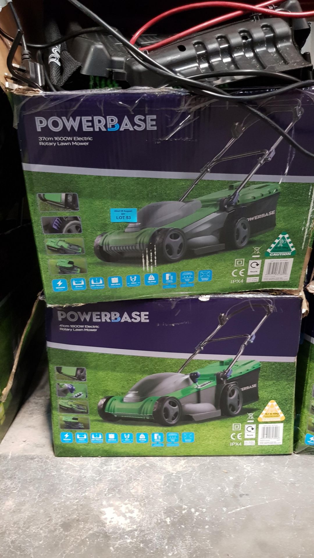 (R13B) 2x Powerbase Items. 1x 37cm 1600W Electric Rotary Lawn Mower RRP £75. 1x 41cm 1800W Electri - Image 3 of 3