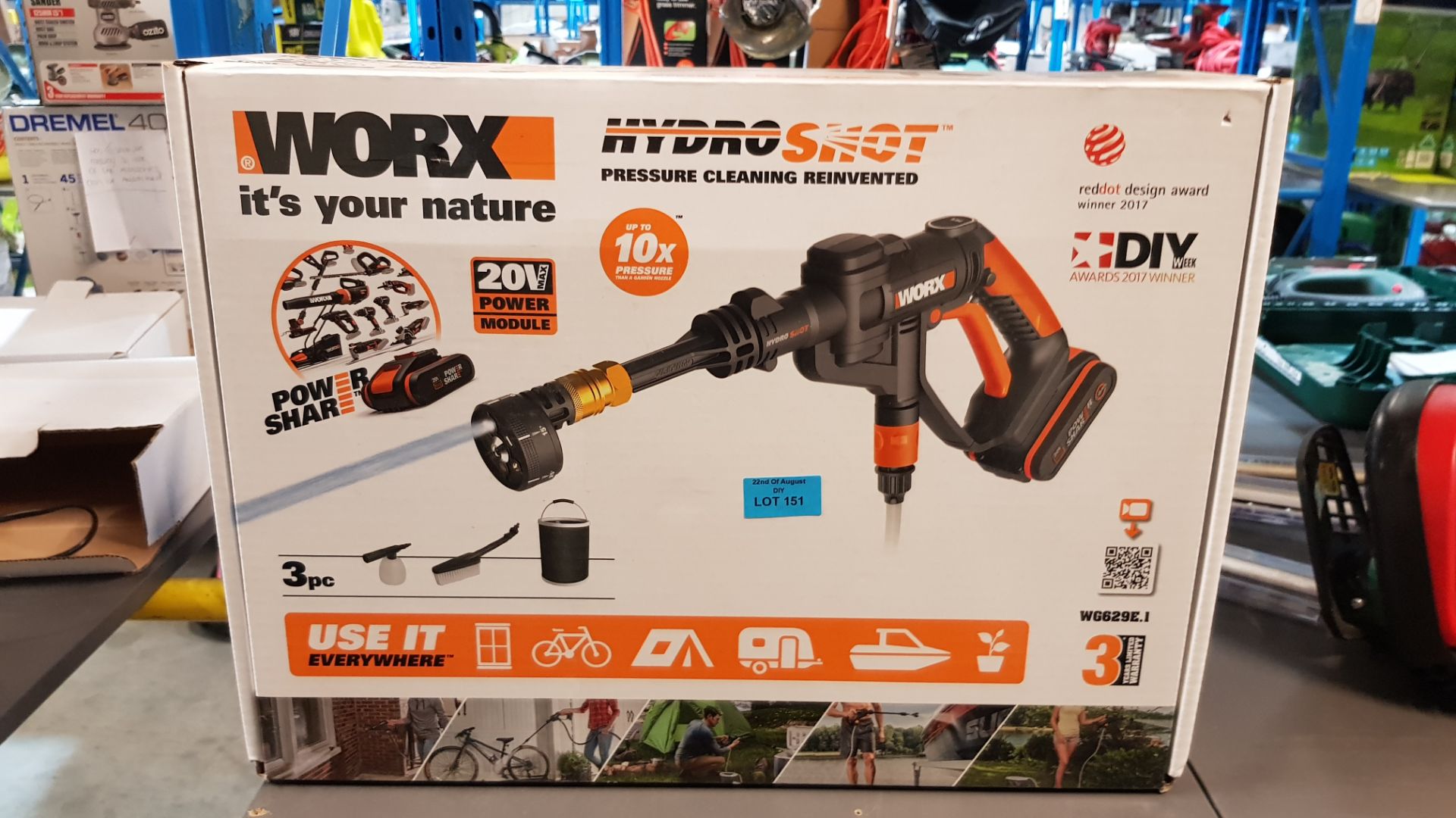 (R15F) 1x Worx Hydro Shot 20V 2 In 1 Portable Power Cleaner / Water Spray RRP £119. Item Appears A - Image 3 of 6