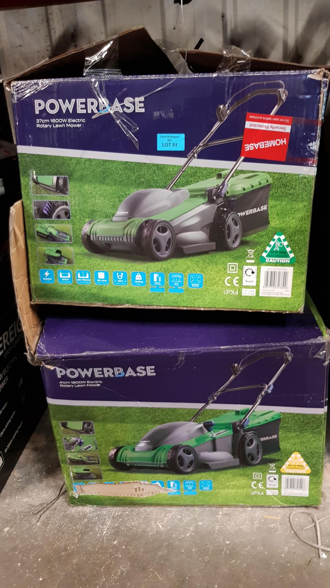 (R13B) 2x Powerbase Items. 1x 37cm 1600W Electric Rotary Lawn Mower. 1x 41cm 1800W Electric Rotary - Image 3 of 3