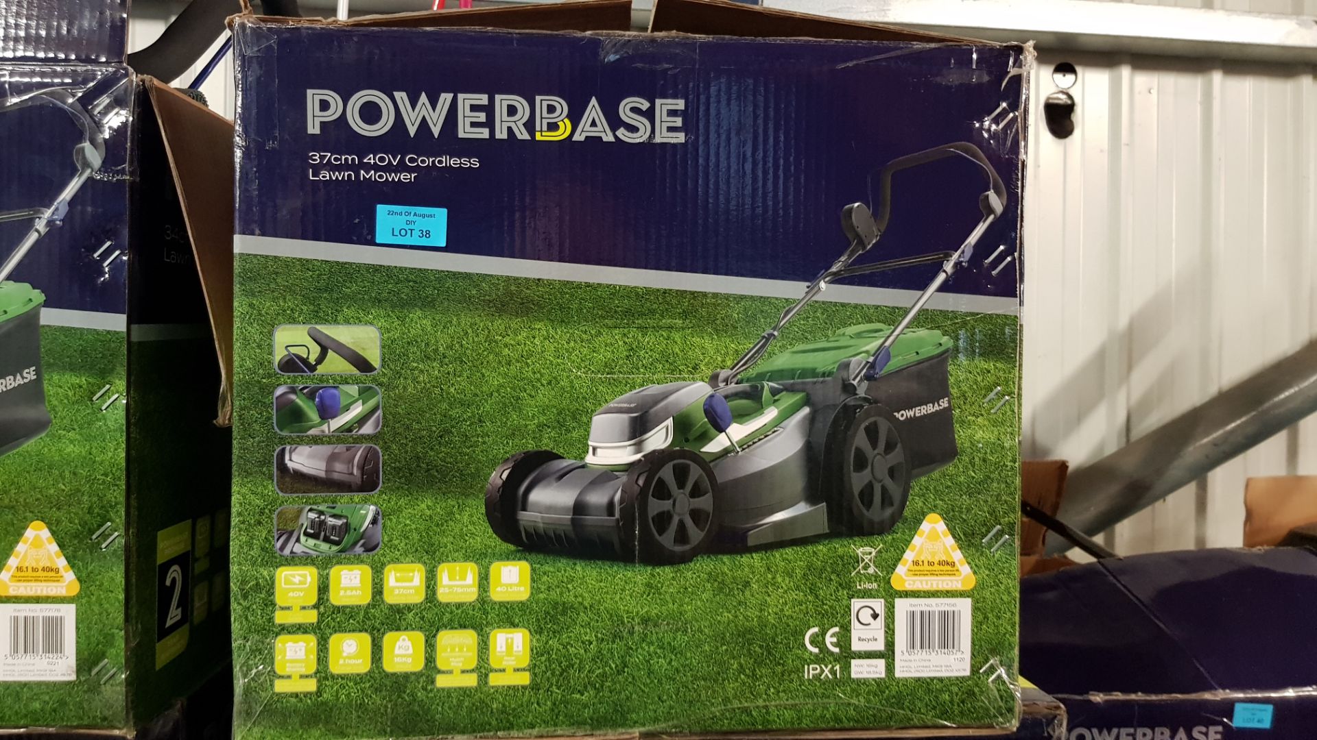 (R13C) 1x Powerbase 37cm 40V Cordless Lawn Mower RRP £199.99. (Unit Has Battery & Charger). - Image 4 of 4