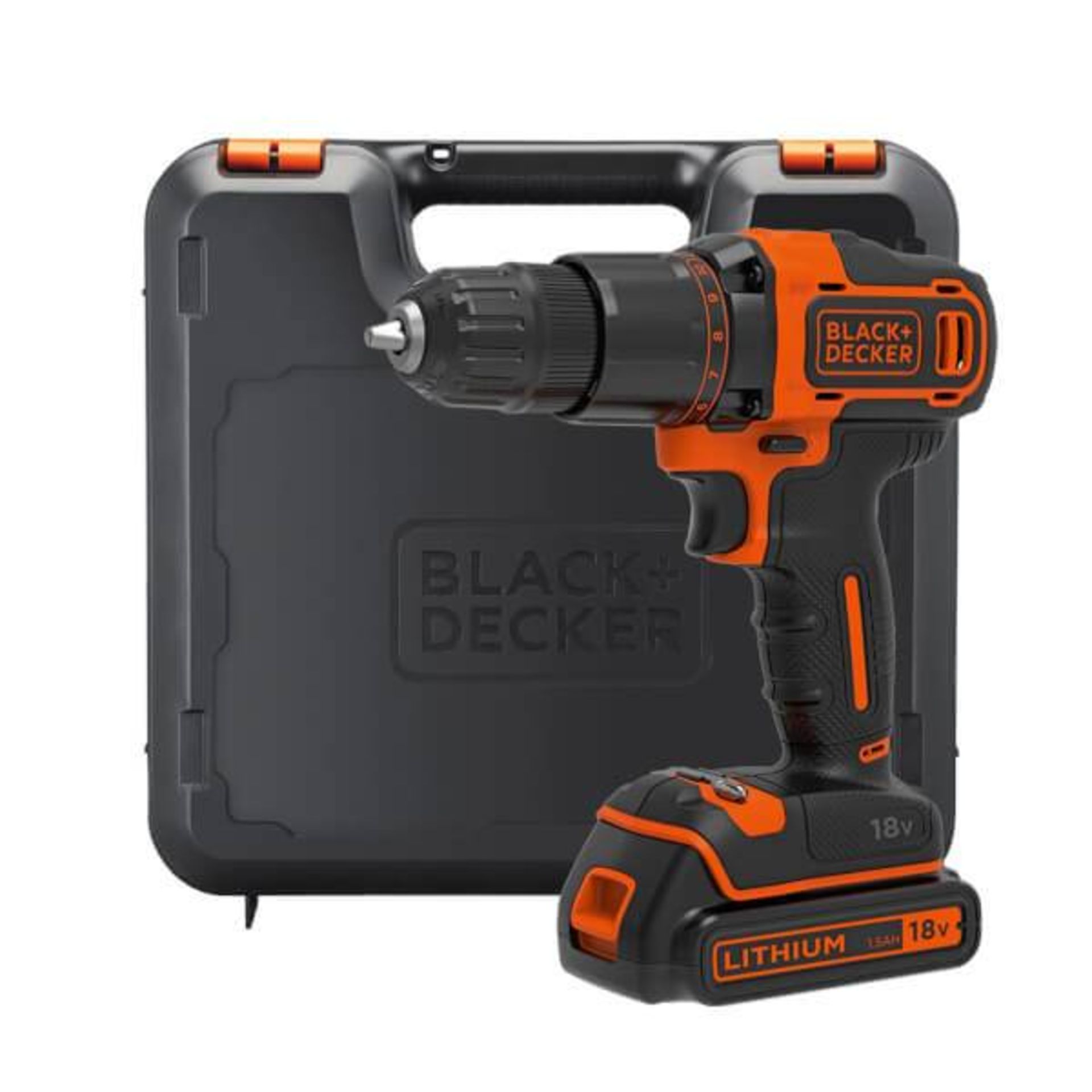 (R15B) 2x Black & Decker 18V 2 Gear Hammer Drill With Carry Case. Both Units Have Battery & Charger