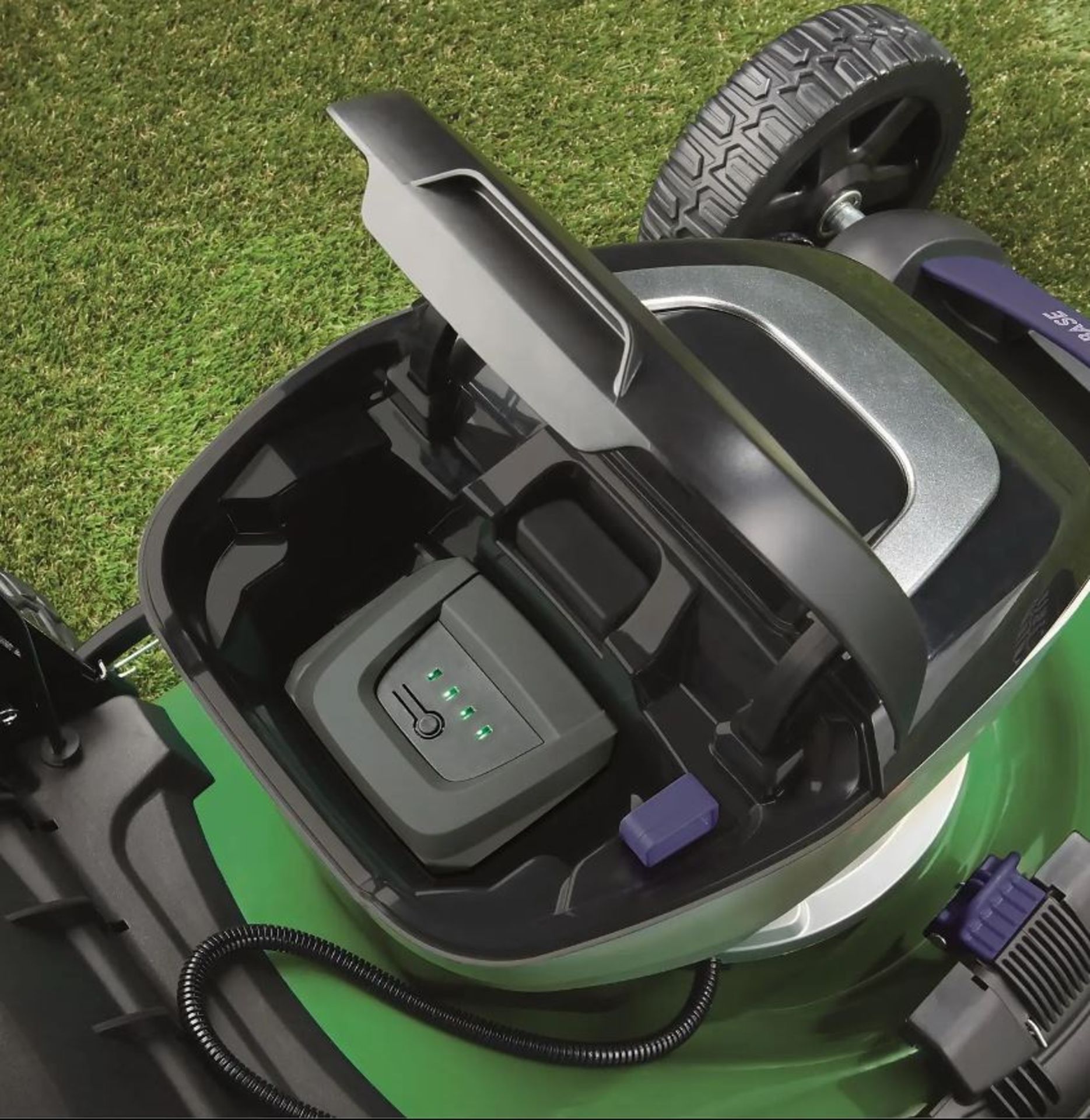 (R11K) 1x Powerbase 46cm 40V Self Propelled Cordless Lawn Mower RRP £349. (No Box – Has 2x Battery - Image 2 of 3