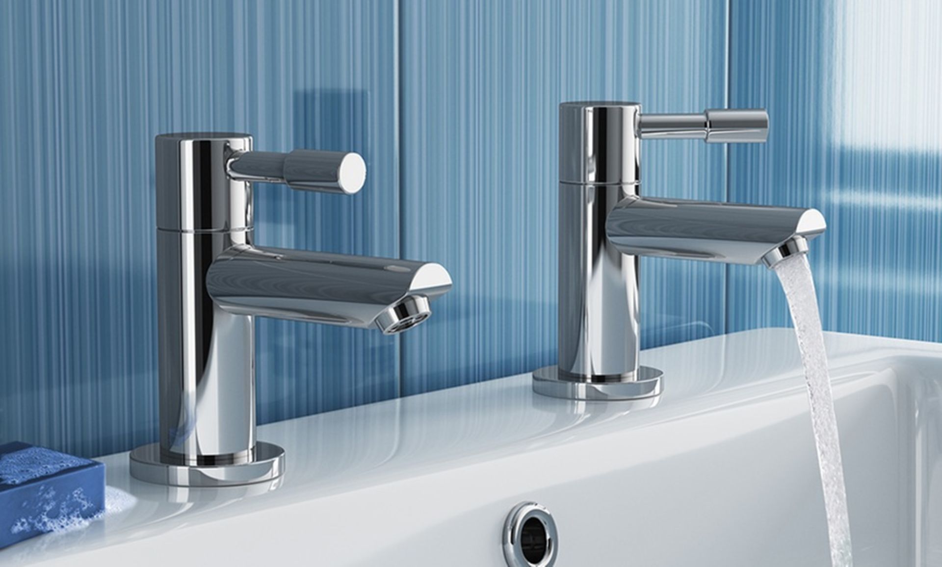 New & Boxed Pair Of Gladstone Taps. Tb2013.Chrome Plated Solid Brass Mirror Finish Simple In...