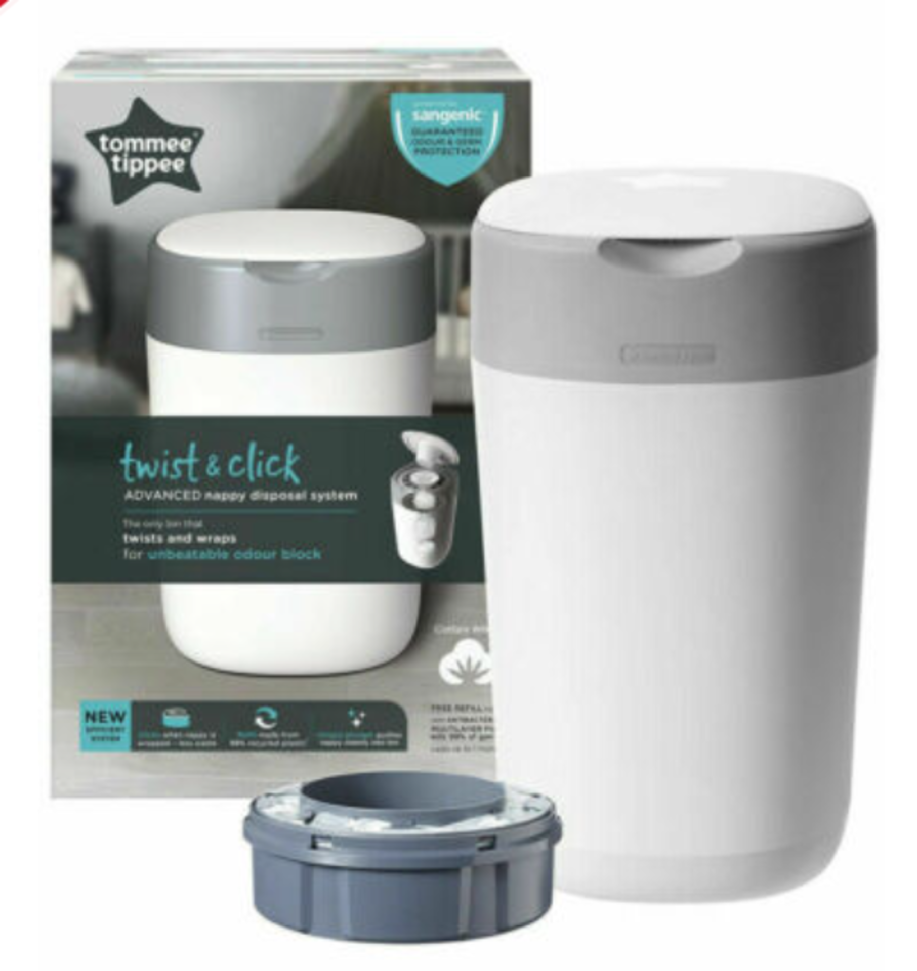 Tommee Tippee Twist & Click Advanced Nappy Disposal System White - Image 2 of 2