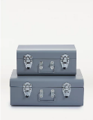 Grey Metal Trunk - Set of 2