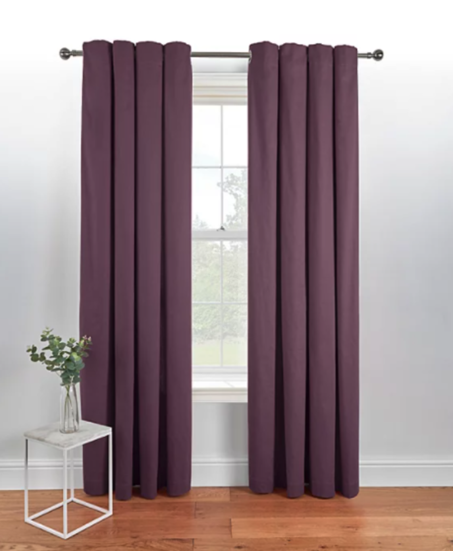 Plain Dye Eyelet Curtains - Aubergine