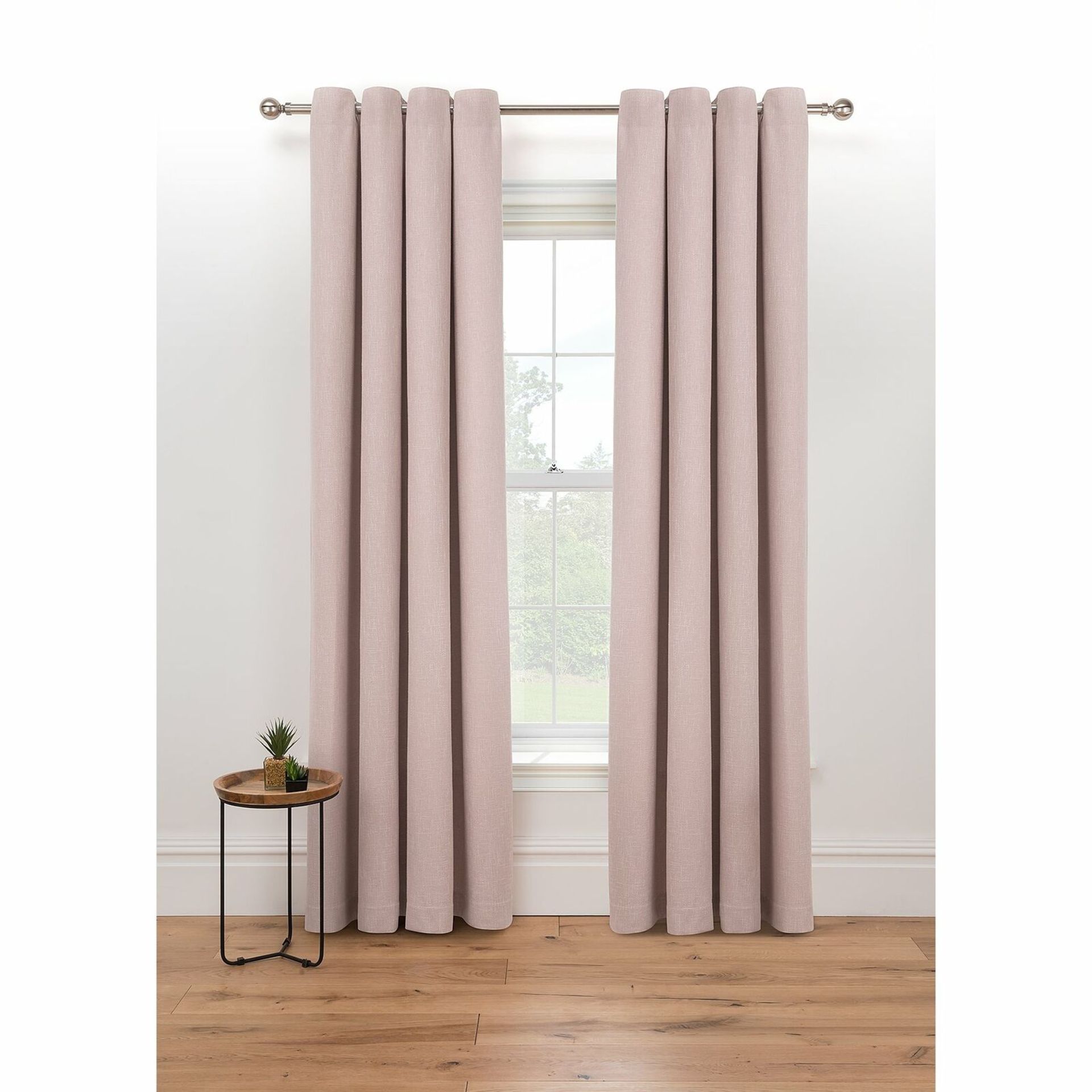 Boucle Eyelet Lined Curtains In Pink RRP £40
