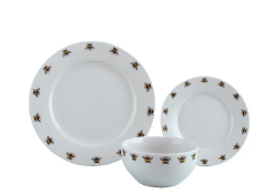 White Bumble Bee Pattern Dinner Set 12 Piece RRP £35