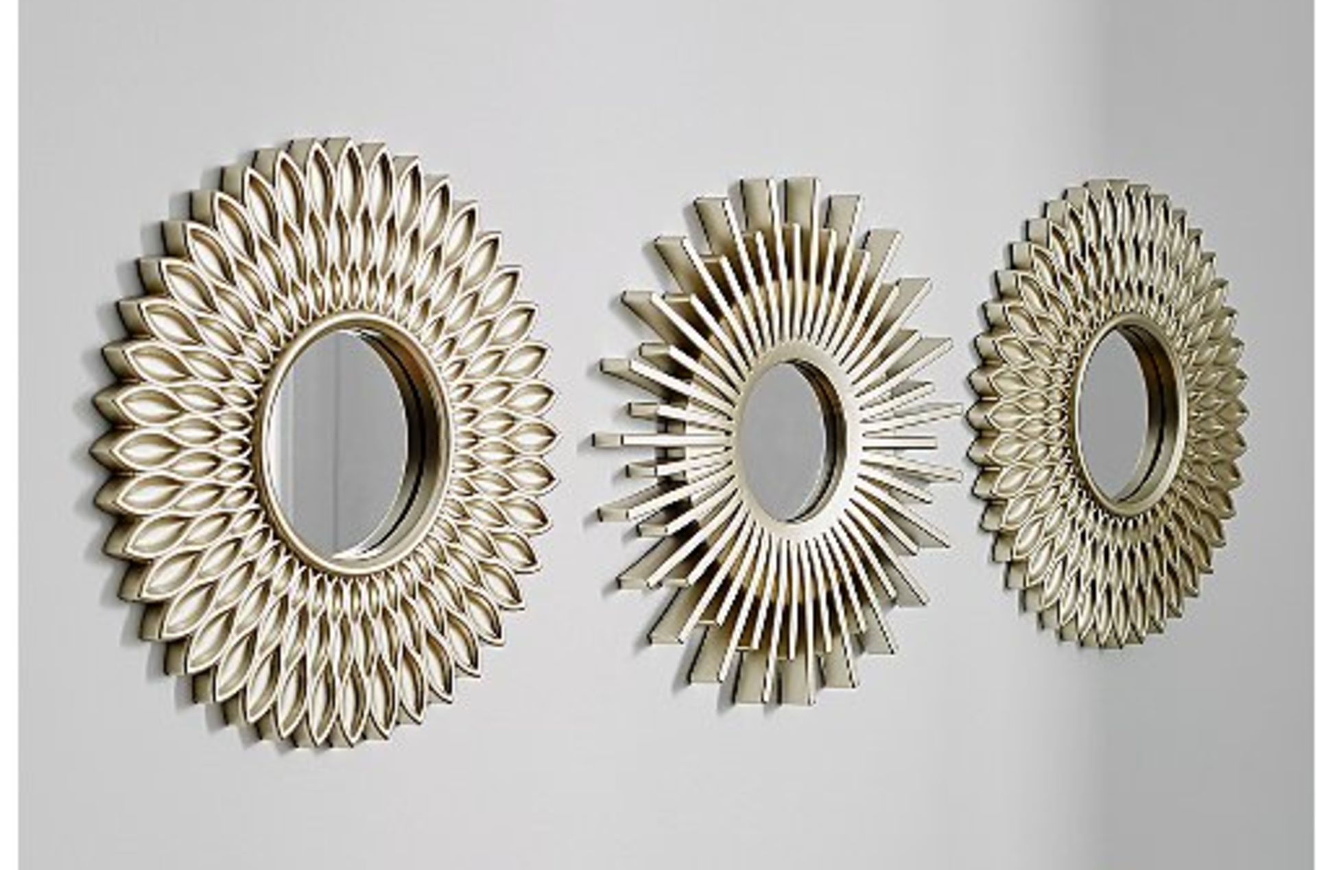 Gold Sunburst Mirrors 3-Pack