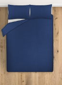 Navy Luxury 100% Cotton Washed Diamond Tuft Duvet Set RRP £30