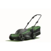 (R11F) 1x Powerbase 34cm 1400W Electric Rotary Lawn Mower RRP £80. Unit Is Clean, Appears Unused.