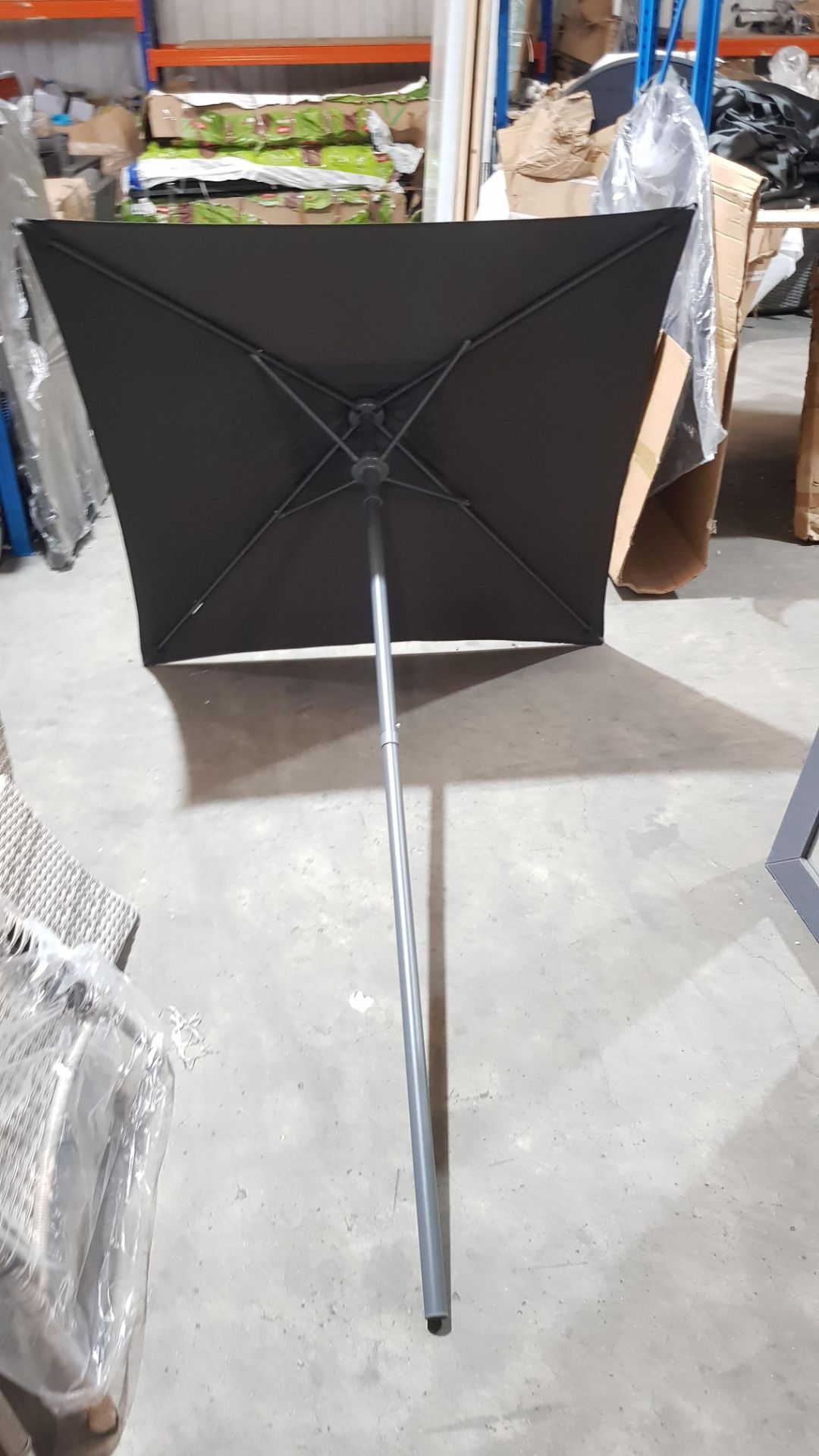 (R7G) 1x Andorra Dark Grey Square Parasol. Packaged Dimensions (110x 20x 10cm). Extended Dimensions - Image 7 of 7