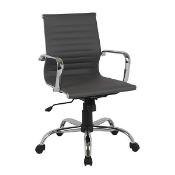 (R5C) 1x Dave Faux Leather Office Chair Black. £150.00. Quilted Black Faux Leather. Chrome Base And