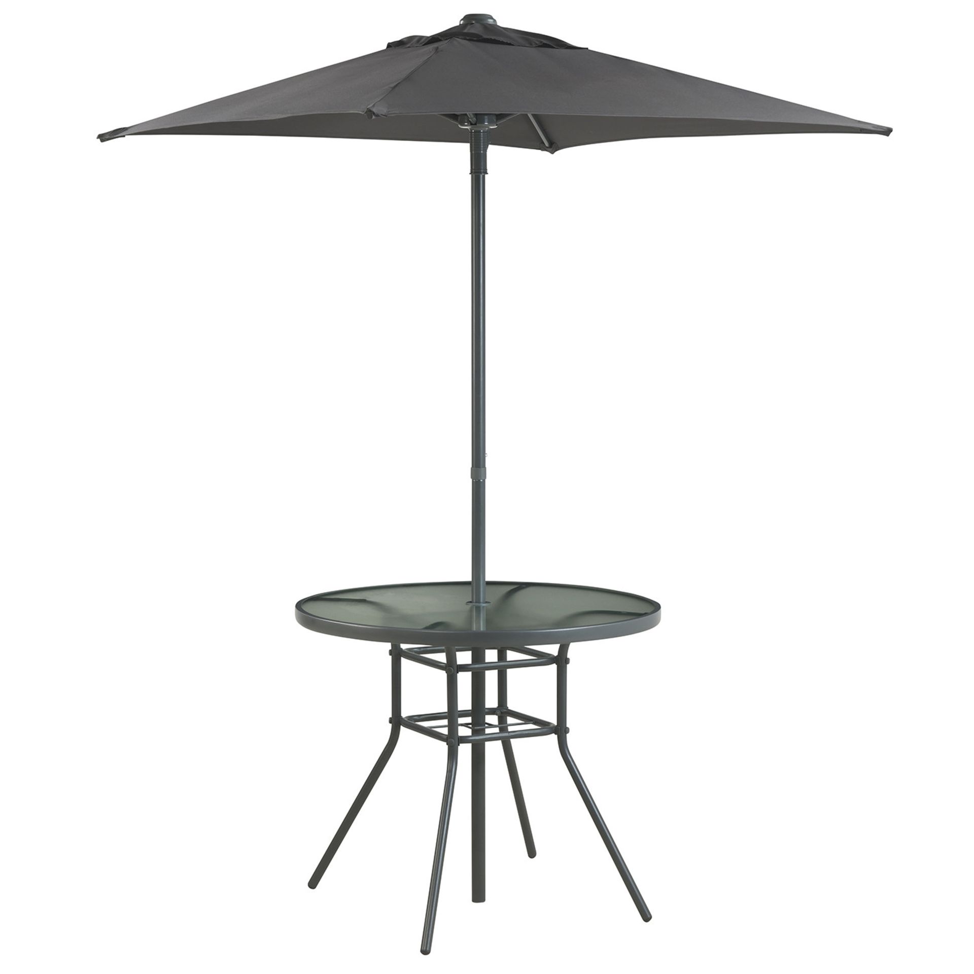 (R2K) 2x Andorra Round Table With 2x Parasol. RRP £74.99. Both Tables Have Been Used And Constructe