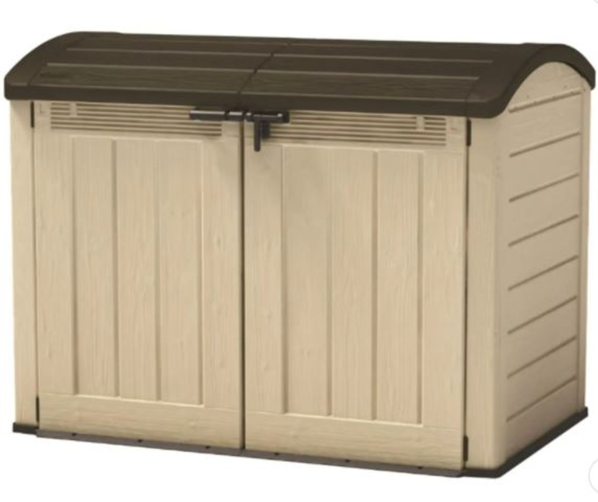 1x Keter Store it Out Ultra Outdoor Plastic Garden Storage Shed Beige & Brown RRP £325. Elegant - Image 4 of 8