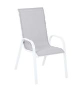 (R10B) 4x Malindi Stacking Chair Grey RRP £35 Each. (H)102.5 x (W)56 x (D)74cm.