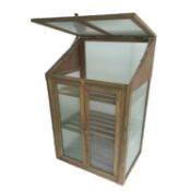 (R9A) 1x Wooden Lean-To Greenhouse 120x 69cm RRP £60. Height Adjustable Lid For Ventilation. 3 Re
