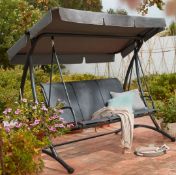 1x 3 Seater Swing RRP £125. Powder Coated Steel Frame. (H165x W221.5x D130cm). Unit Checked – Dam