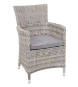 (R16) 2x Florence Rattan Garden Chairs With 2x Cushion. (1x Cushion Light Grey. 1x Cushion Dark Gre