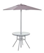 (R6E) 1x Andorra Round Table & Parasol. Unit Appears Clean, Unused In Original Packaging, With Fixi