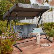 1x 3 Seater Swing RRP £125. Powder Coated Steel Frame. (H165x W221.5x D130cm) Unit Appears Clean