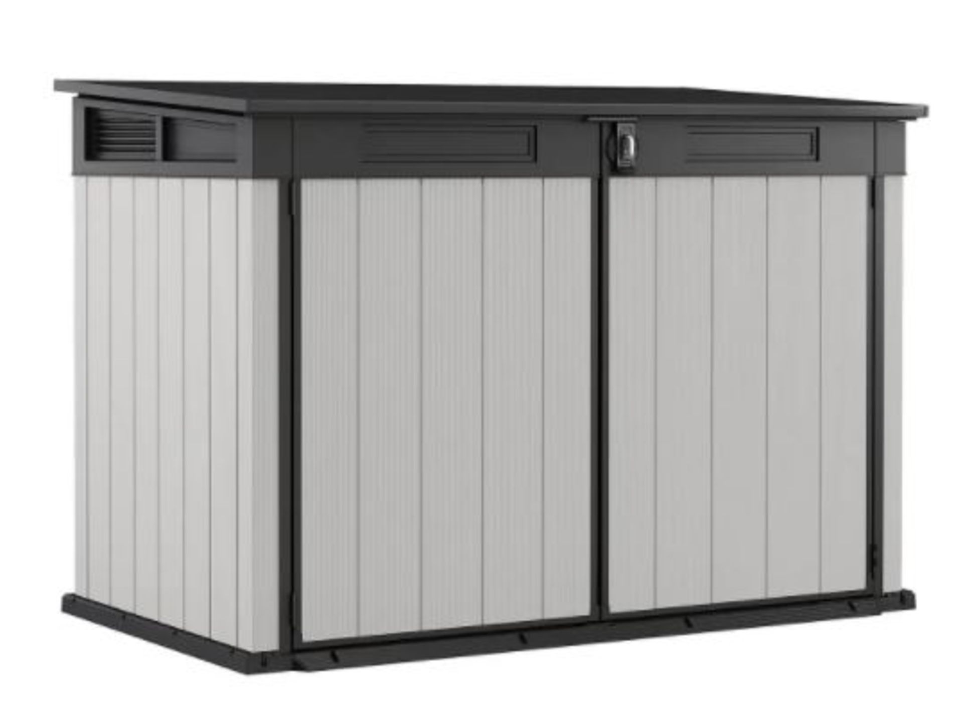 (R16) 1x Keter Premier Jumbo Outdoor Plastic Garden Storage Shed Grey RRP £385. Piston Assisted Li - Image 4 of 13