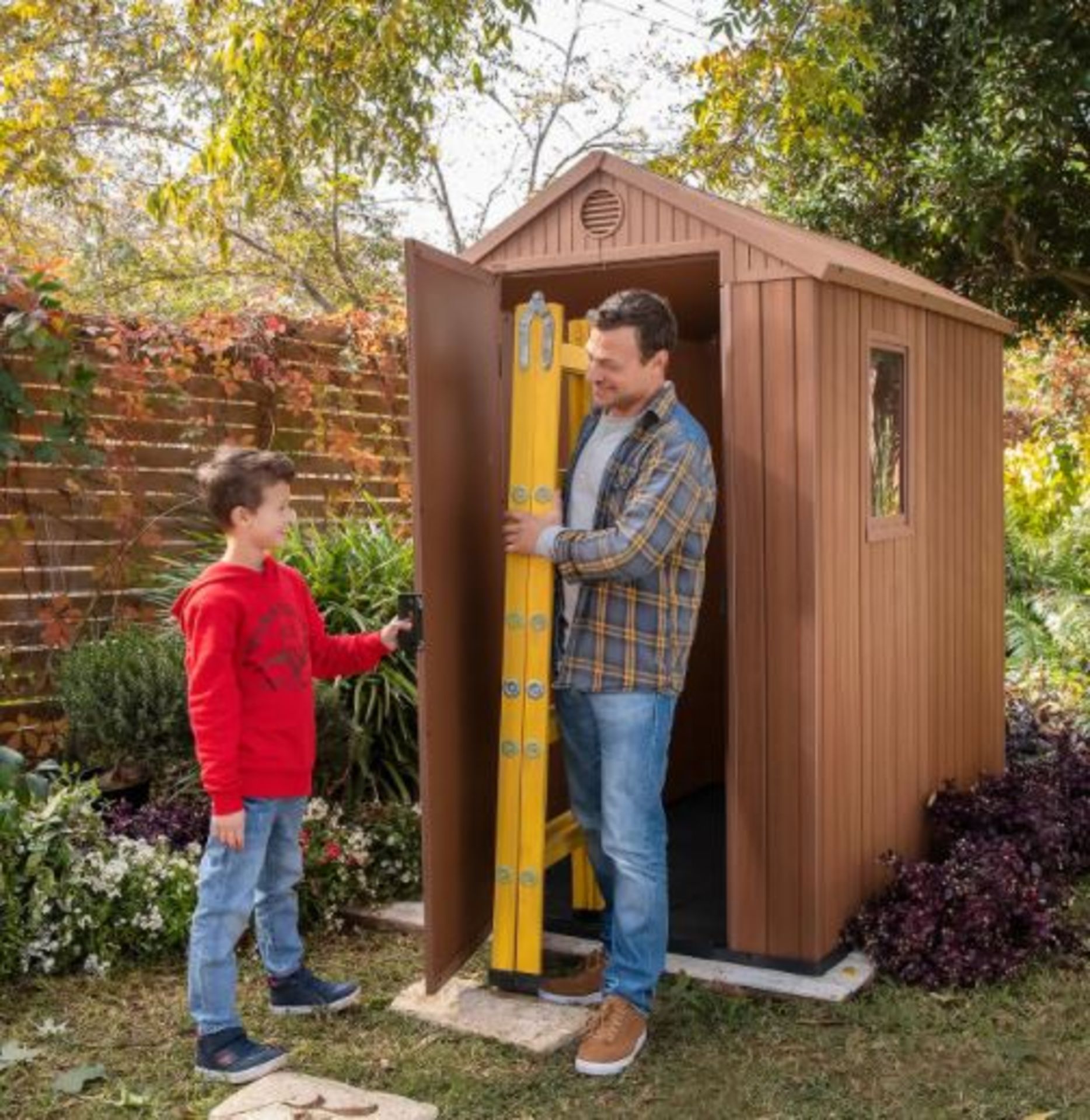 1x Keter Darwin 6 x 4ft Outdoor Plastic Garden Shed Brown RRP £340. External Dimensions (H)205 x - Image 2 of 6