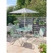 (R10G) 1x 6 Piece Patio Set. 4x Chairs & 1x Parasol From Miami Collection. 1x White Table Square Cl