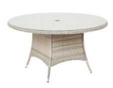 (R10K) 1x Florence 6 Seater Garden Dining Table. (H75 x Dia. 140cm). Synthetic Weaved Rattan With