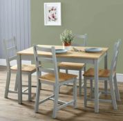 (R10I) 1x Mortimer Pine Dining Set With 4x Chairs. Unit Opened For Photos, Appears As New, Unused.