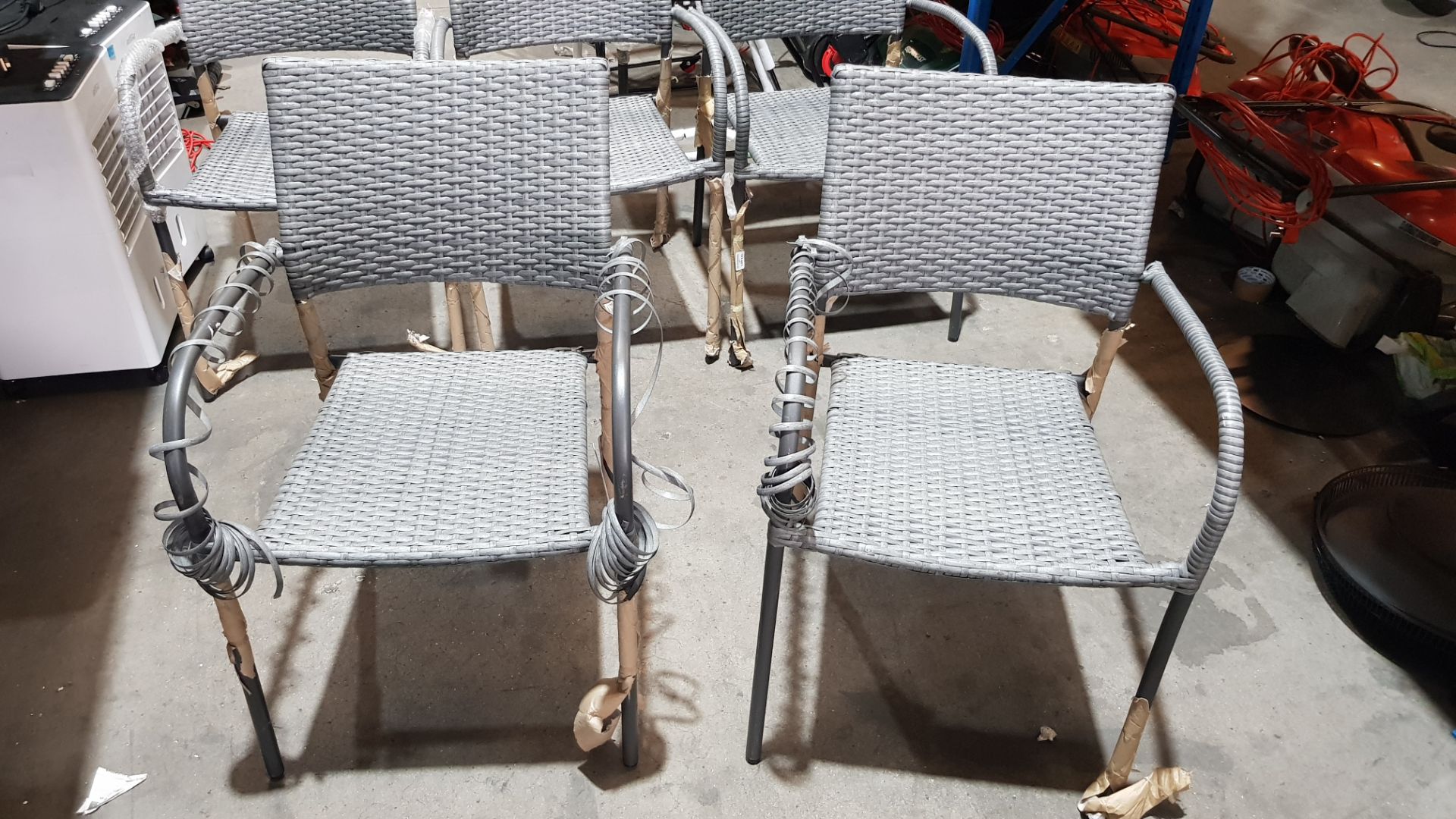 5x Grey Rattan Effect Stacking Chairs. 3x Appear Clean, Unused (2x Have Tag Attached). 2x Have Loos - Image 5 of 5