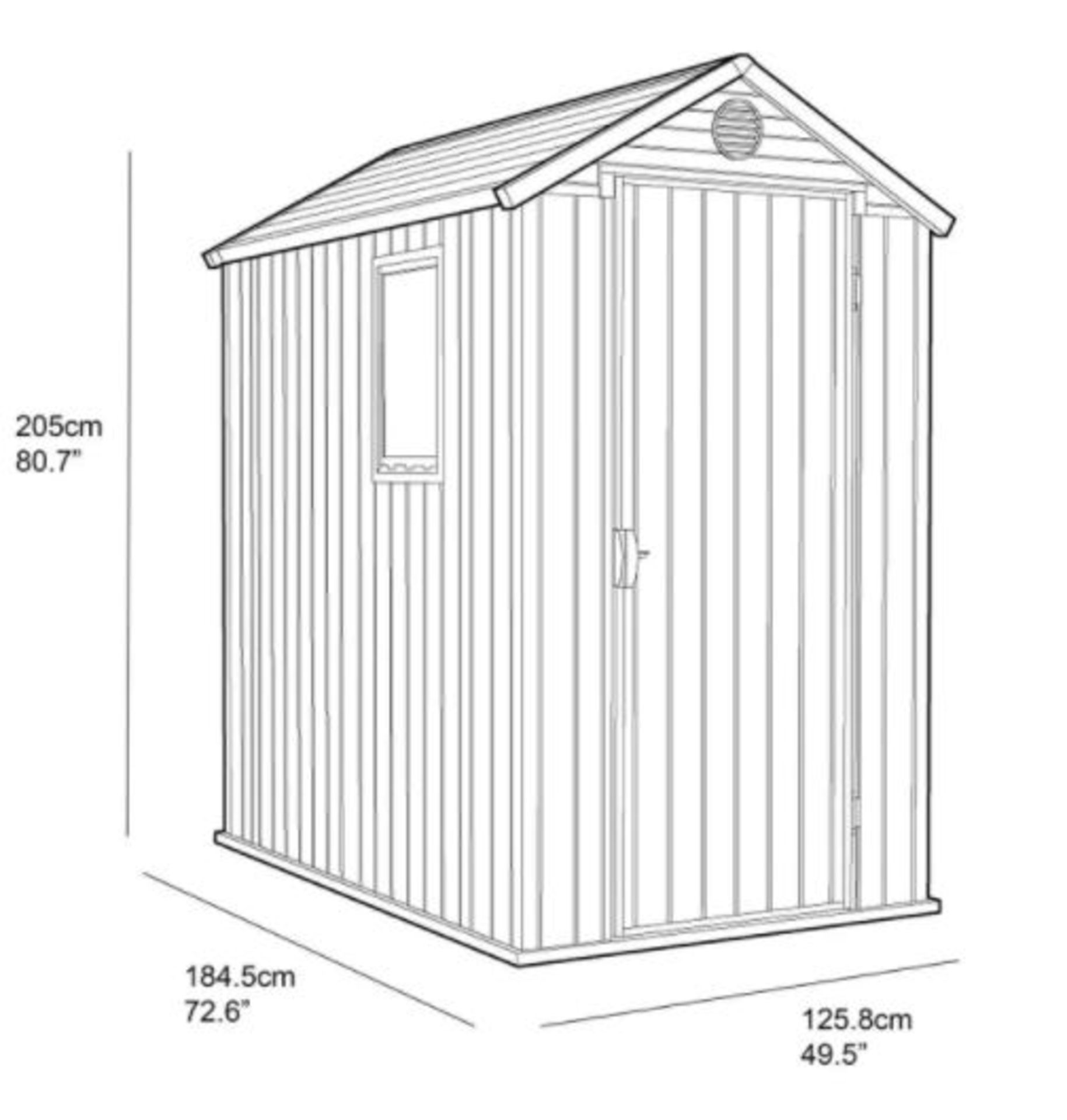 1x Keter Darwin 6 x 4ft Outdoor Plastic Garden Shed Brown RRP £340. External Dimensions (H)205 x - Image 5 of 6