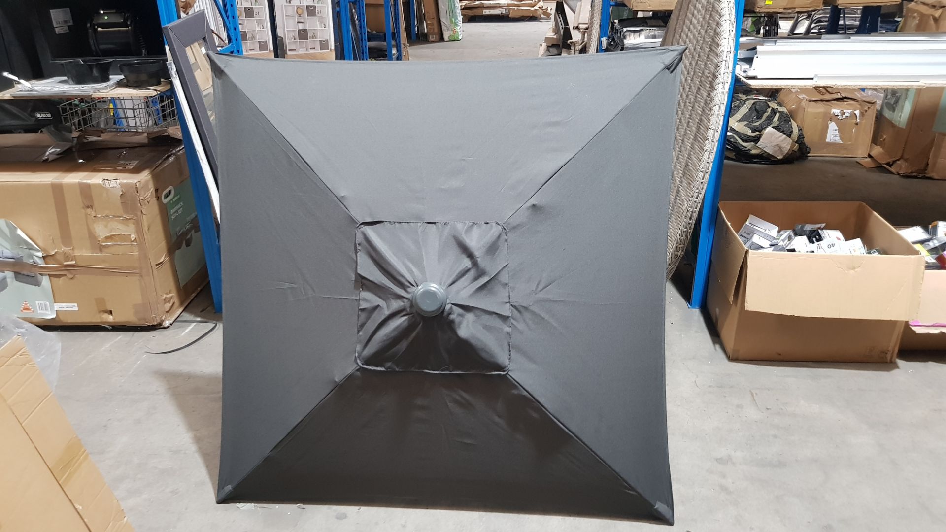 (R7G) 1x Andorra Dark Grey Square Parasol. Packaged Dimensions (110x 20x 10cm). Extended Dimensions - Image 6 of 7