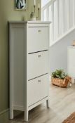 1x Hamilton Shoe Cabinet White RRP £80. Painted Finish. Metal Handles. (H122.5x W70x D26cm). Unit