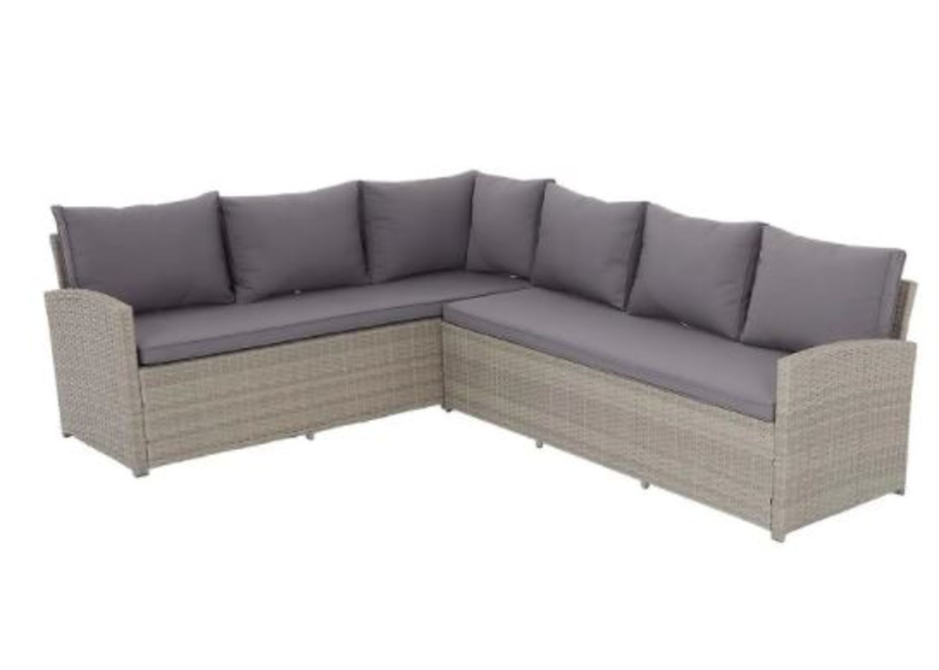 1x Matara 7 Seater Corner Garden Sofa Set RRP £700. Hand Woven Rattan Effect. Toughened Glass Top. - Image 3 of 6