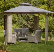 (R16) 1x Hartington Florence Collection Gazebo With Rattan Panels RRP £260. Powder Coated Steel Fr