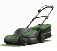 (R13E) 1x Powerbase 37cm 1600W Electric Rotary Lawn Mower RRP £99. Unit Appears Clean, Unused.