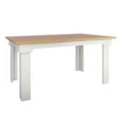 1x Diva Dining Table. Ivory Finish With Oak Effect Top. (H75x W150x D90cm). Unit Appears Clean, Unu