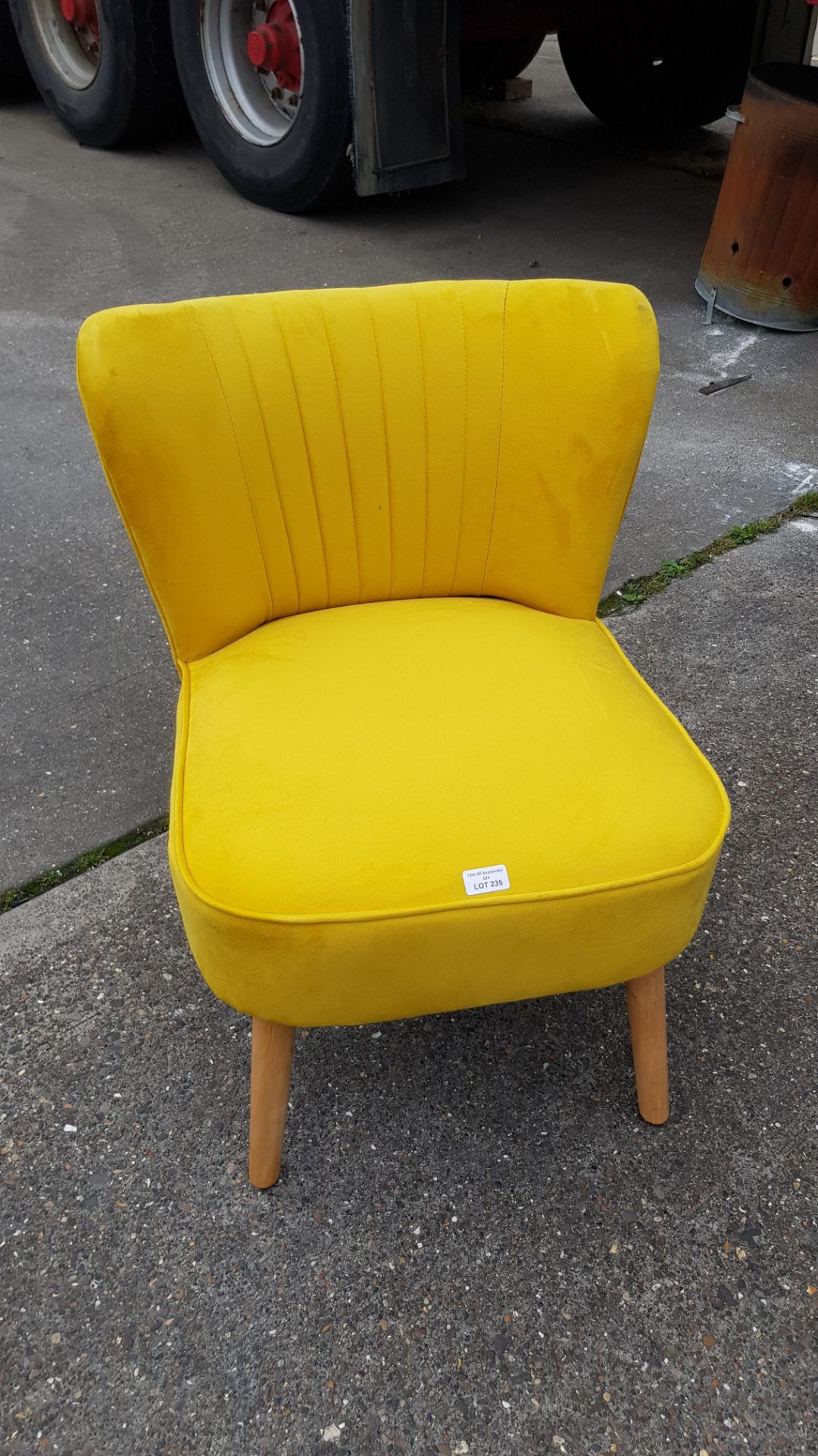 (R3M) 1x Occasional Chair Ochre. £79.00. Velvet Fabric Cover With Rubberwood Legs. (H72x W60x D70cm - Image 3 of 8