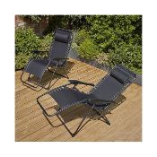 (R7L) 2x Zero Gravity Loungers Black. Unit Was Sealed, Appears As New. Opened For Photo. Units Stil