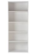 (R10A) 3x 5 Tier Bookcase White RRP £40 Each. (H)148 x (W)60 x (D)30cm