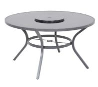 1x Misali Table With Lazy Susan. Rust Resistant Aluminium. Toughened Glass Table Top With Integrate