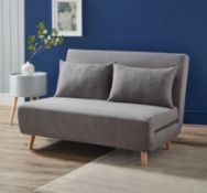 (R7C) 1x Freya Folding Sofa Bed Grey RRP £250. Pine Wood & Plywood Frame. 100% Polyester Fabric Co