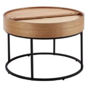 (R5E) 1x House Beautiful Halo Wooden Coffee Table RRP £79. Real Ash Veneer. Swivel Top Storage. (H