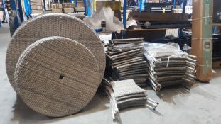 (R10L) Job Lot Of Rattan Tables. 8x Six Seater Table Top (Dia 140cm). 3x Four Seater Table Top (Dia
